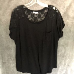 Paper + Tee, Black with Lace